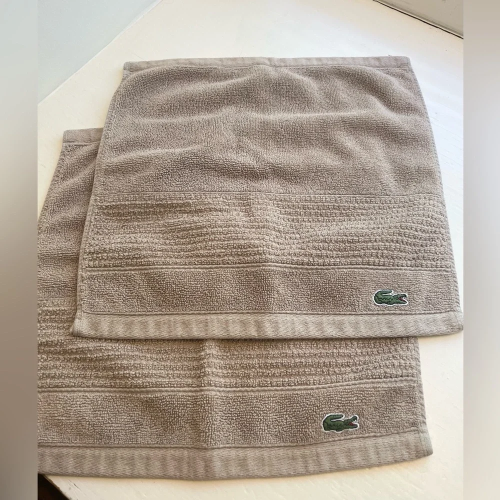 3 pc Lacoste Heritage Supima 100% Cotton Wash Cloth & Hand Towel